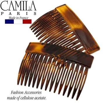 Camila Paris CP2942 French Hair Side Comb, Small Tortoise Shell, French Twist Hair Combs Decorative, Strong Hold Hair Clips for Women Bun Chignon Up-Do Styling Girls Hair Accessories, Made in France