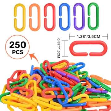 Sukh 250pcs Plastic C Clips Hooks Chain Links for Pets - Fun and Durable Educational Supplies