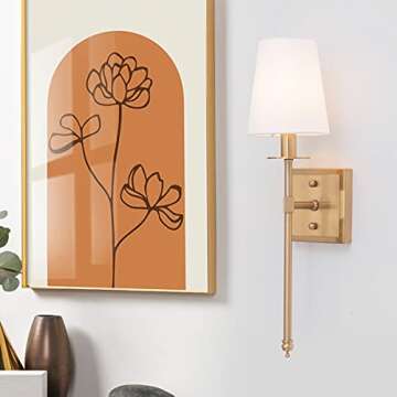 VILUXY Modern Wall Sconces Antique Brass Brush Paint Finish Bedside Wall Sconce Lighting Fixture wit...