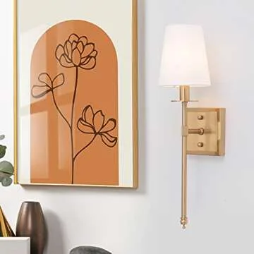 VILUXY Modern Wall Sconces Antique Brass Brush Paint Finish Bedside Wall Sconce Lighting Fixture wit...