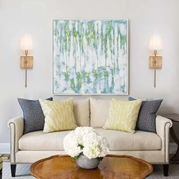 VILUXY Modern Wall Sconces Antique Brass Brush Paint Finish Bedside Wall Sconce Lighting Fixture with White Fabric Shade for Bedroom, Hallway, Entryway, Passway, Bathroom, Vanity 2 Pack