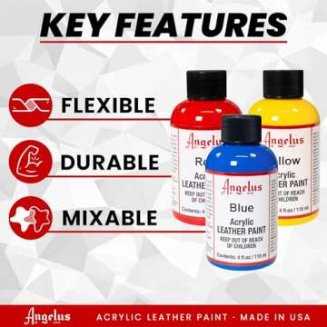 Angelus Cream Acrylic Leather Paint, Cream Flexible Leather Recoloring Balm, Restores Leather Furnit...