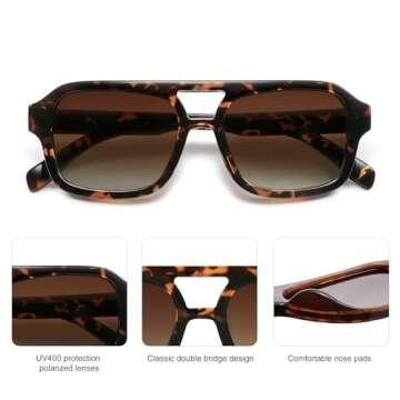 SOJOS Retro Aviator Sunglasses - Polarized Unisex Shades