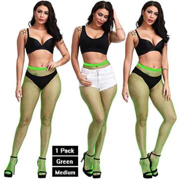DRESHOW 6 Pack Fishnet Stockings Hight Waist Tights Thigh High Pantyhose Plus Size