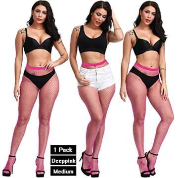 DRESHOW 6 Pack Fishnet Stockings Hight Waist Tights Thigh High Pantyhose Plus Size