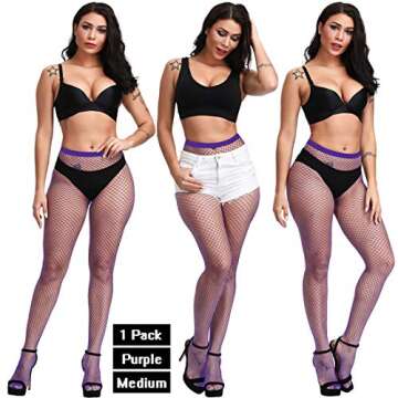 DRESHOW 6 Pack Fishnet Stockings Hight Waist Tights Thigh High Pantyhose Plus Size