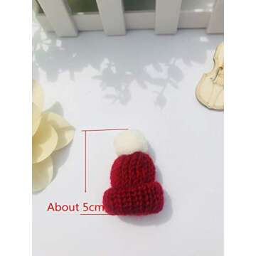 10 Pieces Mini Knitting Wool Yarn Hats for Miniature Work DIY Hair Accessories Crafts Cute Doll Hat ...