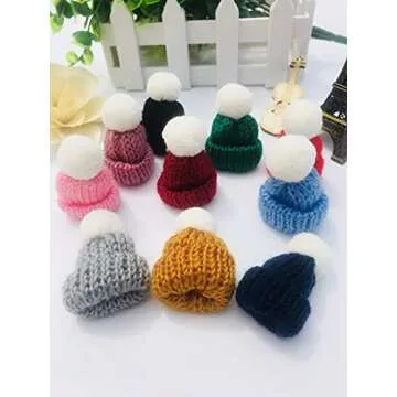 10 Pieces Mini Knitting Wool Yarn Hats for Miniature Work DIY Hair Accessories Crafts Cute Doll Hat Jewelry Making Phone Case DIY