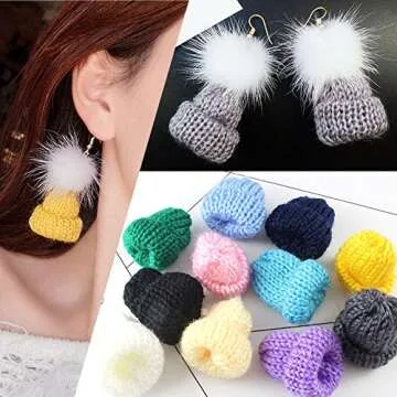 10 Pieces Mini Knitting Wool Yarn Hats for Miniature Work DIY Hair Accessories Crafts Cute Doll Hat Jewelry Making Phone Case DIY