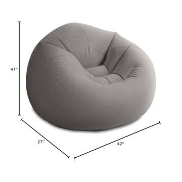 Intex 6 Pack Inflatable Beanless Bag Chair, Portable Blowup Lounge Seating, Gray
