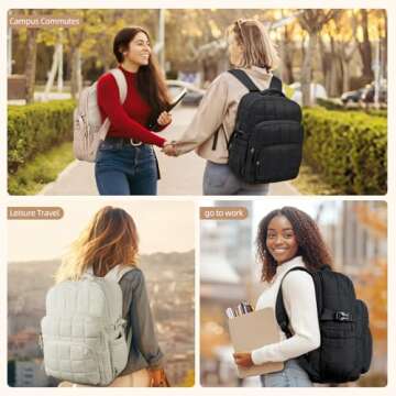 CLUCI 17.3 Inch Laptop Backpack for Women, Anti Theft Travel Backpack, Puffer Quilted Work Backpack,...
