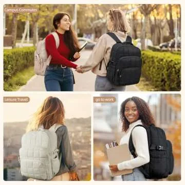 CLUCI 17.3 Inch Laptop Backpack for Women, Anti Theft Travel Backpack, Puffer Quilted Work Backpack,...