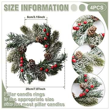 Jexine Christmas Candle Rings Wreaths for Holiday Decor