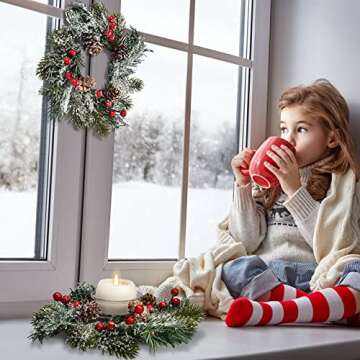 Jexine Christmas Candle Rings Wreaths for Holiday Decor
