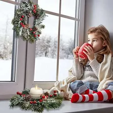 Jexine Christmas Candle Rings Wreaths for Holiday Decor