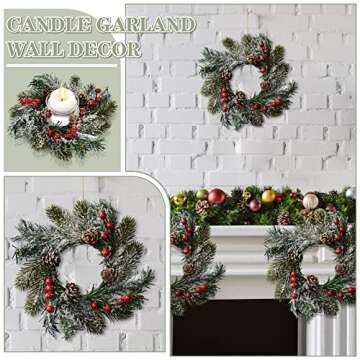 Jexine Christmas Candle Rings Wreaths for Holiday Decor