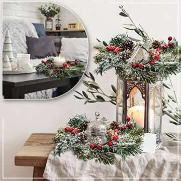 Jexine Christmas Candle Rings Wreaths for Holiday Decor