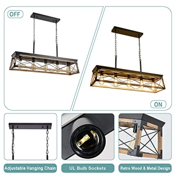 Airposta Rustic Wood Chandelier for Dining & Kitchen