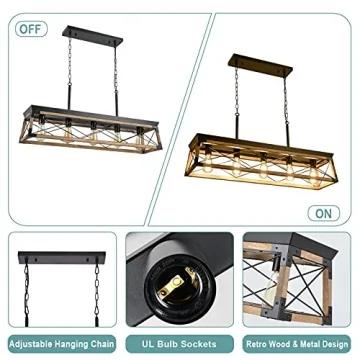 Airposta Rustic Wood Chandelier for Dining & Kitchen