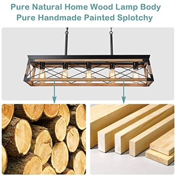 Airposta Rustic Wood Chandelier for Dining & Kitchen