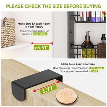 1Easylife 10-Tier Adjustable Over-the-Door Pantry Organizer, Black Metal, Space Saving, Hanging Shelf, Kitchen & Bathroom Storage Rack