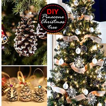 Christmas Natural Pine Cones Set, 21 PCS Rustic Pinecones for Christmas tree Ornaments/ Christmas Wr...