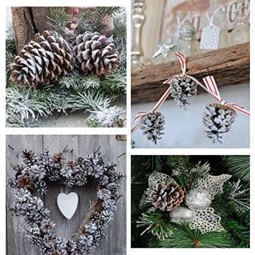 Christmas Natural Pine Cones Set, 21 PCS Rustic Pinecones for Christmas tree Ornaments/ Christmas Wreath Making, Winter Farmhouse Christmas Garland Decoration DIY Crafts, Thanksgiving Home Decor(snow)