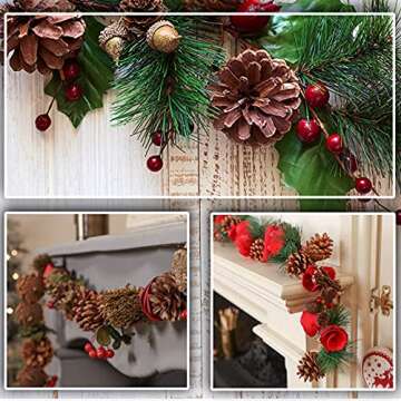 Christmas Natural Pine Cones Set, 21 PCS Rustic Pinecones for Christmas tree Ornaments/ Christmas Wreath Making, Winter Farmhouse Christmas Garland Decoration DIY Crafts, Thanksgiving Home Decor(snow)