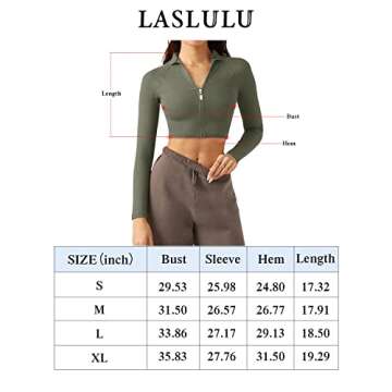 LASLULU Womens Cropped Long Sleeve Athletic Running Shirts Crop Tops Zipper Slim Fit Workout Yoga Sports Tops Pullover Outwear(Black Small)