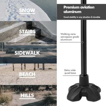 KINGGEAR F1 Walking Stick for All Heights, Lightweight Cane