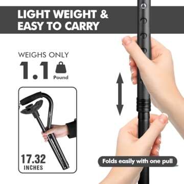 KINGGEAR F1 Walking Stick for All Heights, Lightweight Cane