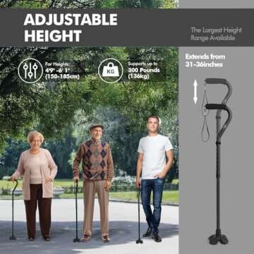 KINGGEAR F1 Walking Stick for All Heights, Lightweight Cane