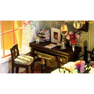 Hands Craft DIY Miniature Dollhouse Kit – Paris Midnight Stackable 3D Model Wooden Furniture Tiny House Building with LED Lights Wood Pre Cut Pieces 1:24 Scale Puzzle for Teens and Adults