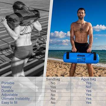 dimok Workout Sand Bag Water Aqua Bag Training Weight Bag Military Sandbag for Fitness 45-80 LBS - Full Body Heavy Equipment (45)