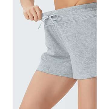 THE GYM PEOPLE Women's Drawstring Sweat Shorts High Waisted Summer Workout Lounge Shorts with Pockets Light Heather Grey