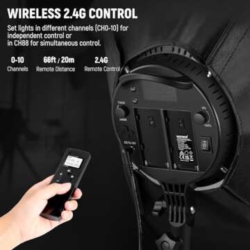 NEEWER LED Softbox Lighting Kit with 2.4G Remote, 2 Pack 48W Bi Color Continuous Photography Light 2900K-7000K, Color Filters/Stands/NP-F Battery Holder for Outdoor Video Recording, NW48 II