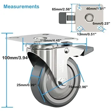 Heavy Duty 3" Caster Wheels Set with Dual Locking Feature