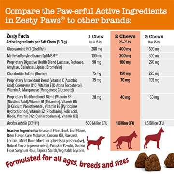 Zesty Paws Multivitamin Treats for Dogs - Glucosamine Chondroitin for Joint Support + Digestive Enzymes & Probiotics - Grain Free Dog Vitamin for Skin & Coat + Immune Health - AE - 90 Count