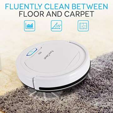 SereneLife Pure Clean Automatic Robot Vacuum Cleaner - Lithium Battery 90 Min Run Time&Self Path Navigation-Bot Self Detects Stairs Pet Hair Allergies Robotic Home Cleaning for Carpet Hardwood Tiles