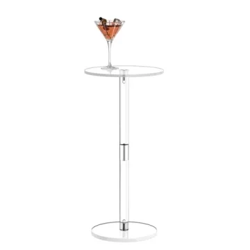 HMYHUM Acrylic Drink Table for Small Spaces, 10" L x 10" W x 21.3" H, Drink Side/End Table for Livin...