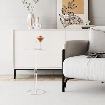 HMYHUM Acrylic Drink Table for Small Spaces and Modern Decor