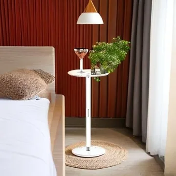 HMYHUM Acrylic Drink Table for Small Spaces and Modern Decor