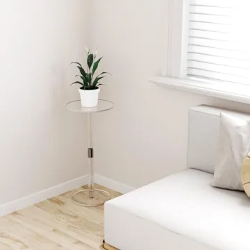 HMYHUM Acrylic Drink Table for Small Spaces and Modern Decor
