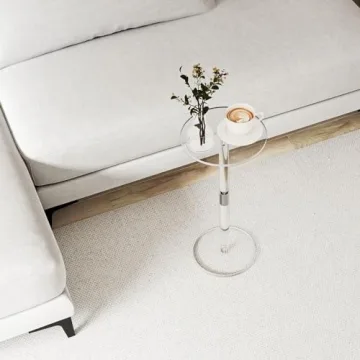 HMYHUM Acrylic Drink Table for Small Spaces and Modern Decor