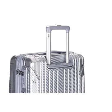 Le Maurice & Co Hardside Expandable Luggage - Set of 3 Hardshell Lightweight Rolling Suitcase, Carbon Silver Alumax Style - Carry On Luggage Bag with 8 Spinner Wheels & TSA Lock (28", 24", 20")