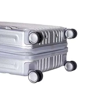 Le Maurice & Co Hardside Expandable Luggage - Set of 3 Hardshell Lightweight Rolling Suitcase, Carbon Silver Alumax Style - Carry On Luggage Bag with 8 Spinner Wheels & TSA Lock (28", 24", 20")