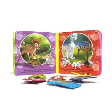 Disney Animals Bath Time Books - Activity Books for kids, Bath book, 6 Padded suction cups, 1 Mesh bag