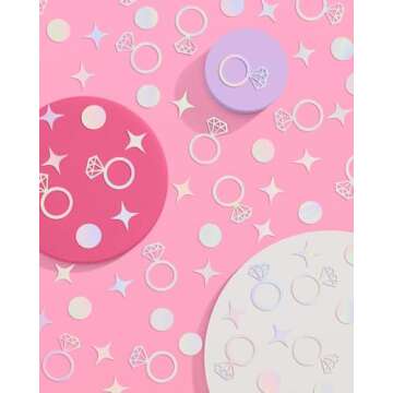 xo, Fetti Bachelorette Party Iridescent Foil Confetti - 200 pc | Engagement Party Decoration, Diamon...