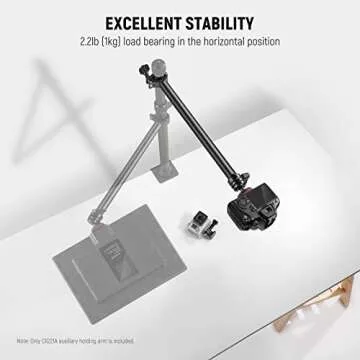 NEEWER 14.2"/36cm Flexible Holding Arm, Overhead Camera Stand with Extension Arm 360° Ball Head 22-...
