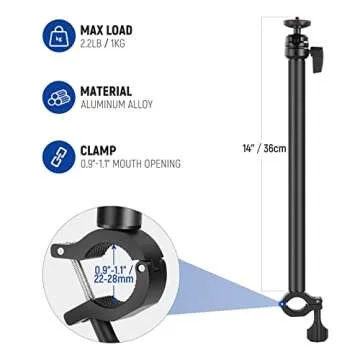 NEEWER 14.2"/36cm Flexible Holding Arm, Overhead Camera Stand with Extension Arm 360° Ball Head 22-28mm Adjustable Clamp for DSLR/Mirrorless Camera, Phone, LED Video Light, Webcam, CR221A